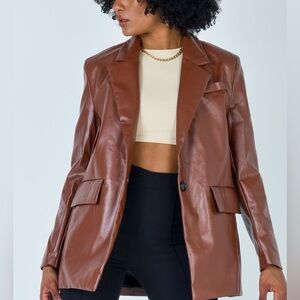 Princess Polly Brown Faux Leather Blazer